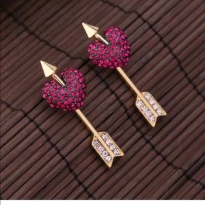 Heart Arrows Front Back Earrings